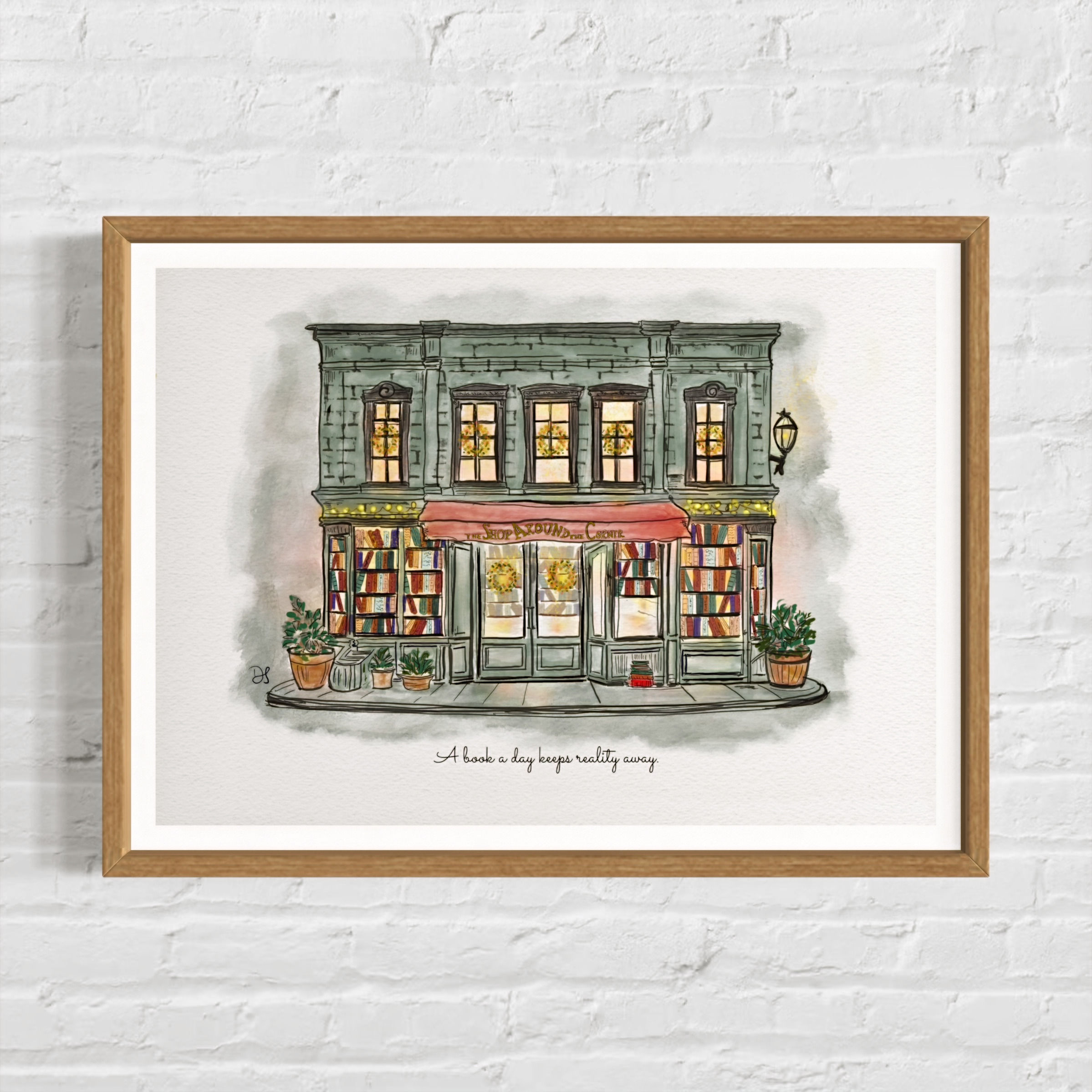 The Shop Around The Corner Watercolour Illustration Print