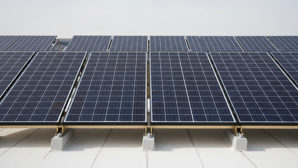 Close-up view of solar panels on a rooftop in Morocco