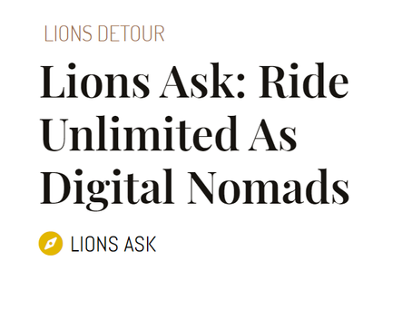 Lions Ask: Ride Unlimited As Digital Nomads