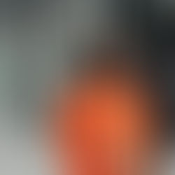 Lisa standing outdoors in a modern architectural setting, wearing an orange dress and glasses, smiling and looking to the side.