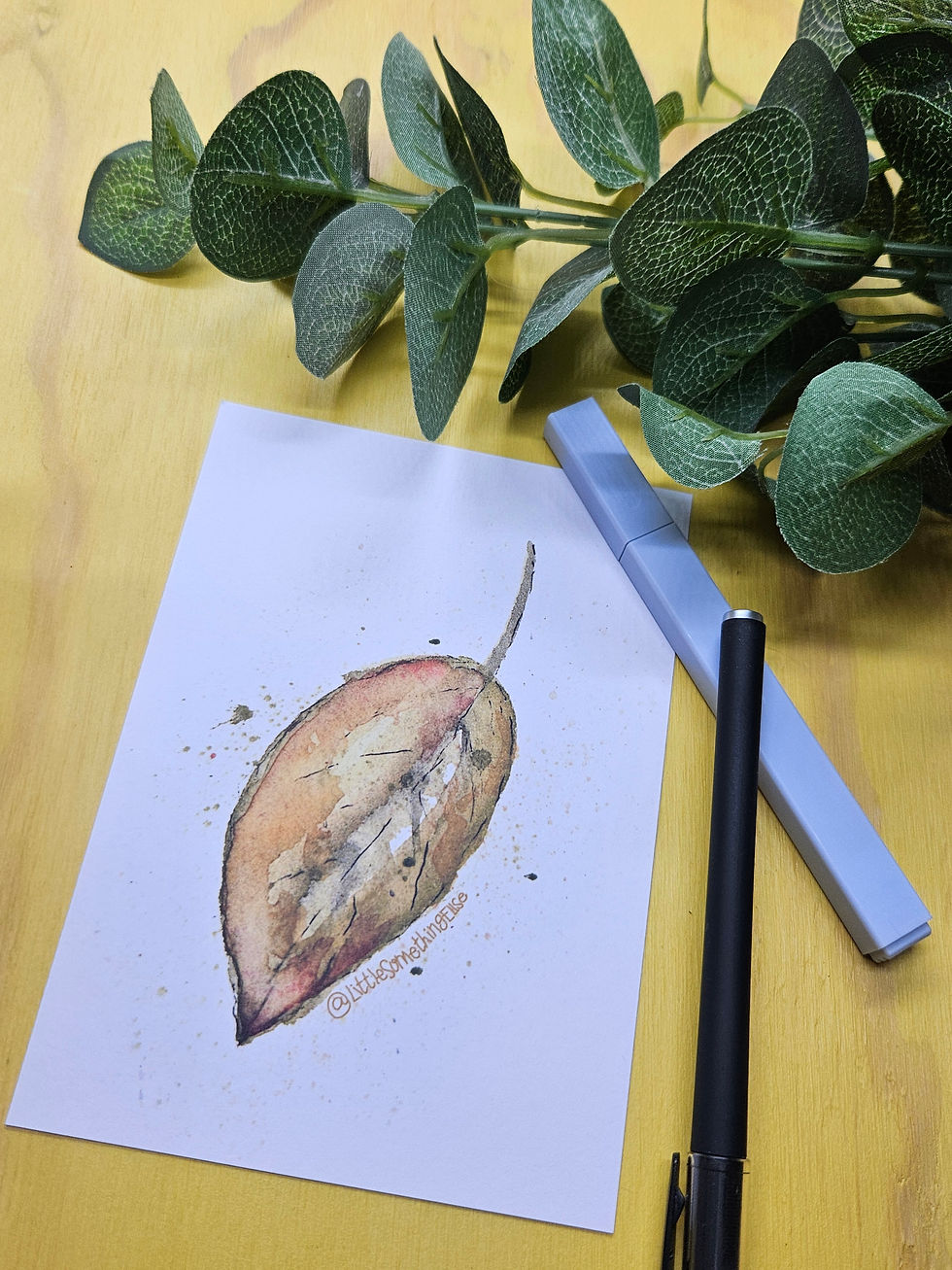 Leaf Botanical Print, Mini Art Print, Illustrated Art Print, Watercolou