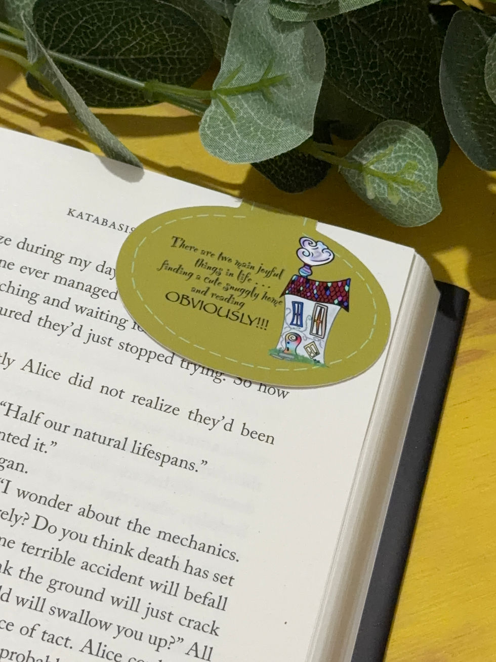 Bookish Comfort Magnetic Bookmark, Handmade Bookmark, Original artwork bookmark