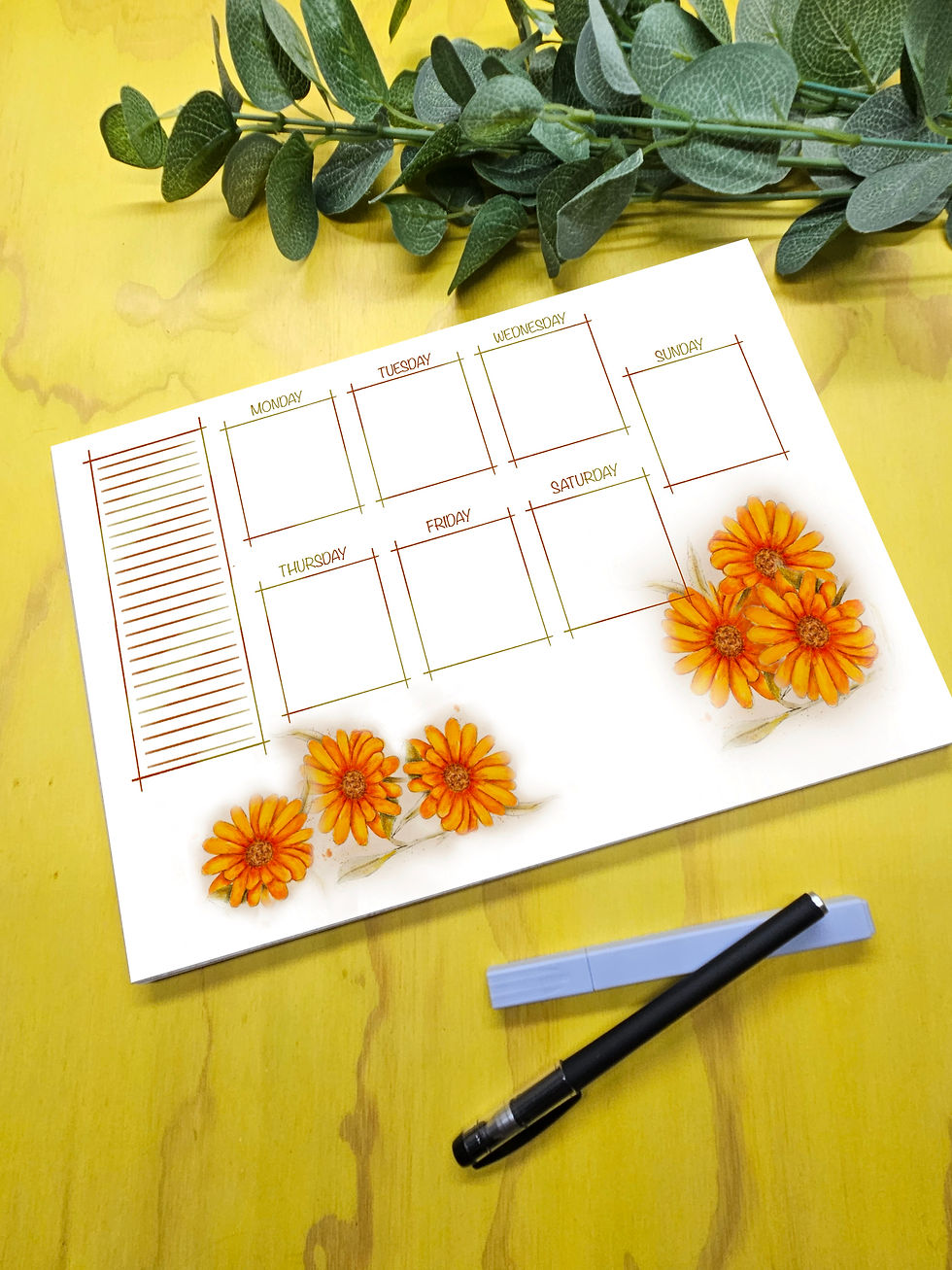 Orange Flower Botanical Weekly Planner Pad