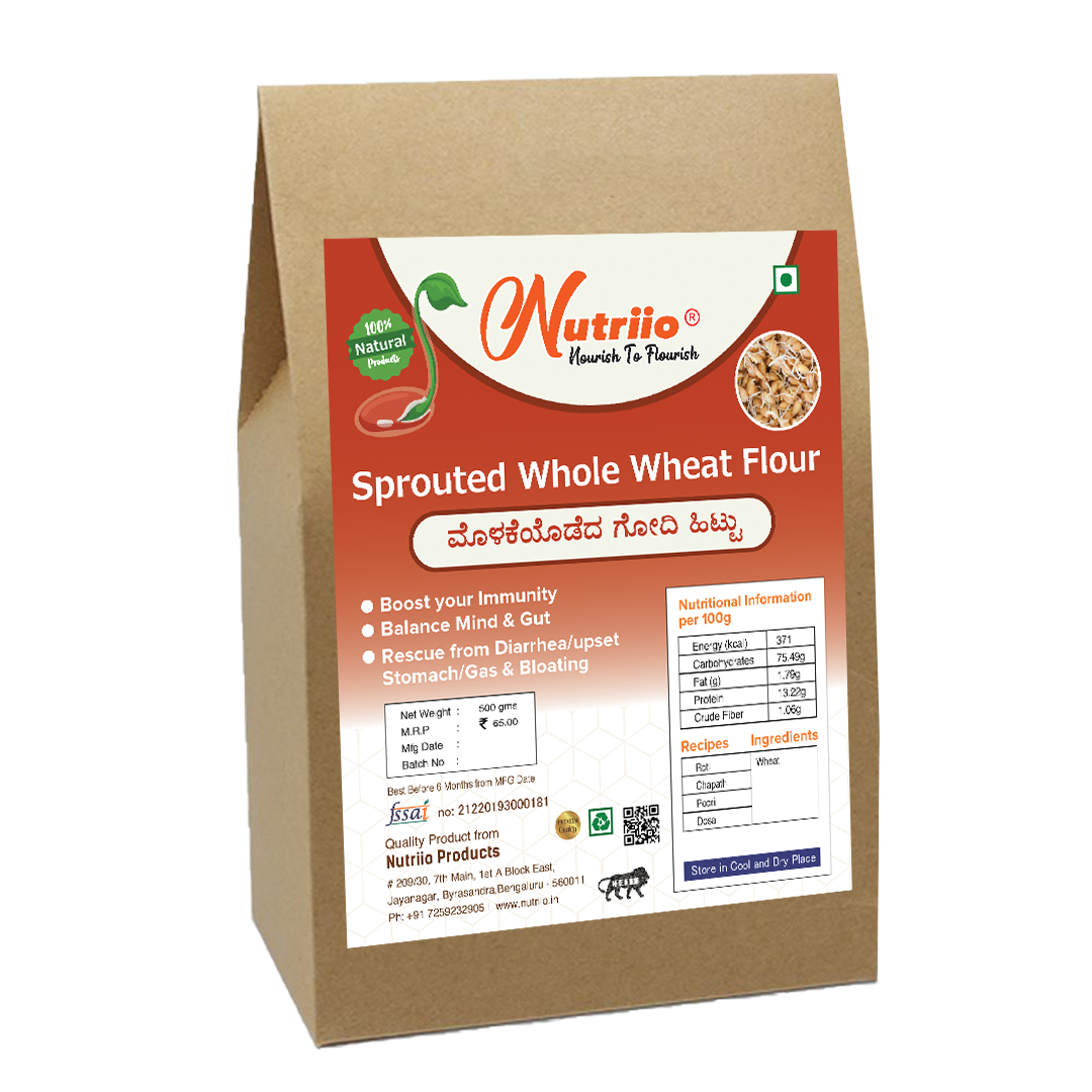 Nutriio - Sprouted Whole Wheat Flour ( 500 gms )