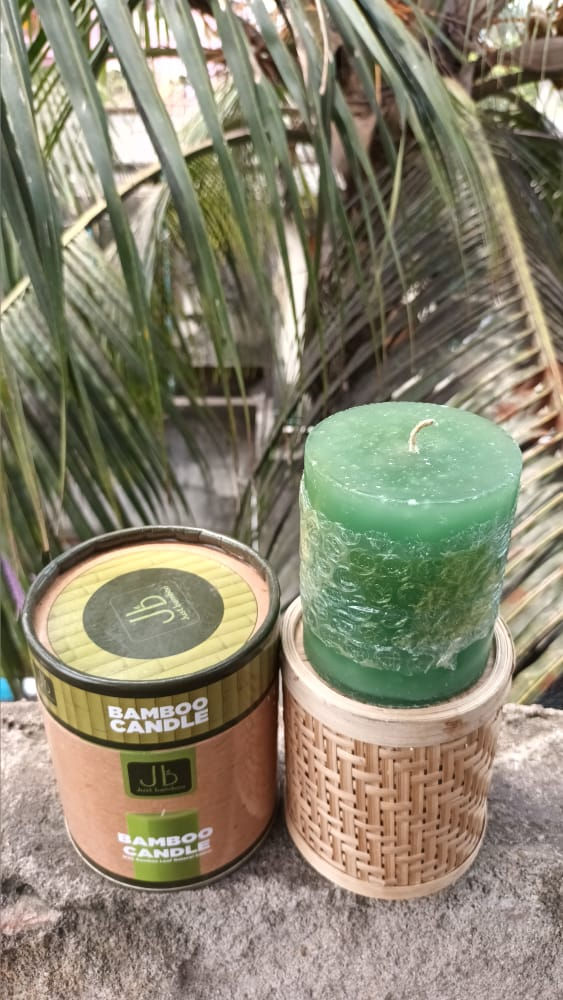 Just Bamboo - Bamboo Candle with Bamboo Leaf Natural Colour ( 1 piece )