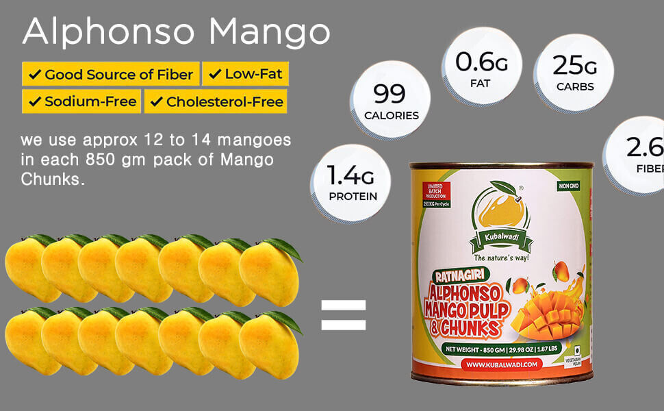 Kubalwadi - Ratnagiri Alphonso Mango Pulp & Chunks (850 gms)