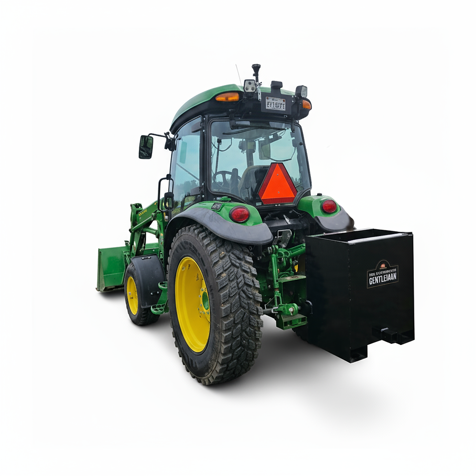 Tracteur avec boîte utilitaire attachée à l’arrière