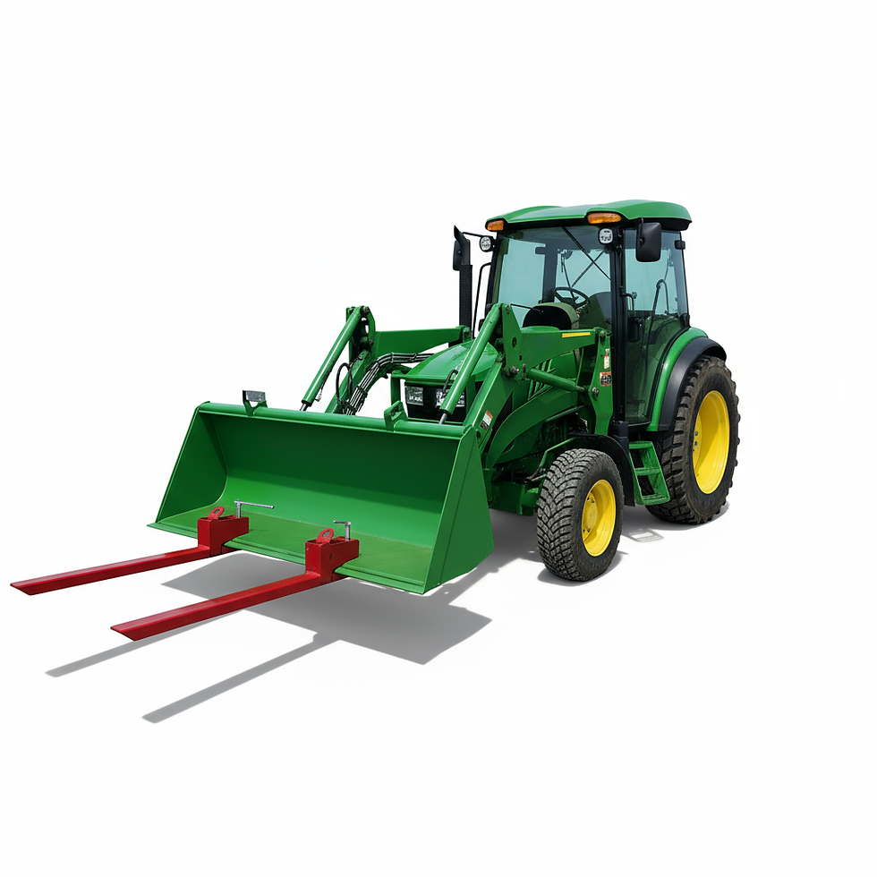 Tractor with EasyFork attachment fixed to the bucket