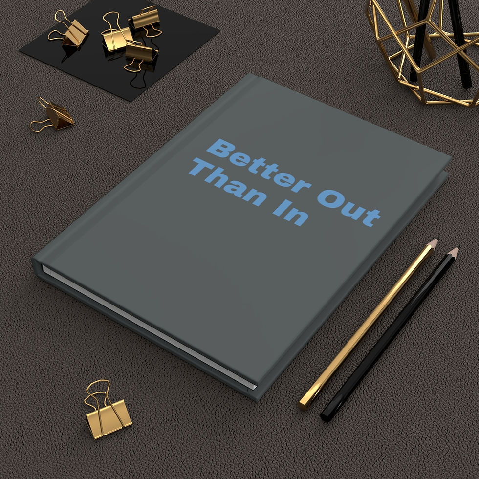 Thumbnail: Better Out Than In: Dark Grey: Light Blue Font: Hardcover Journal Matte