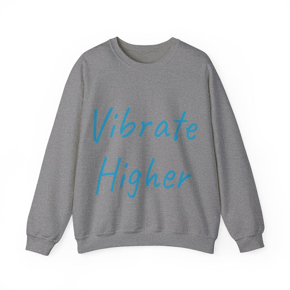 Thumbnail: Vibrate Higher: Turquoise font: Unisex Heavy Blend™ Crewneck Sweatshirt