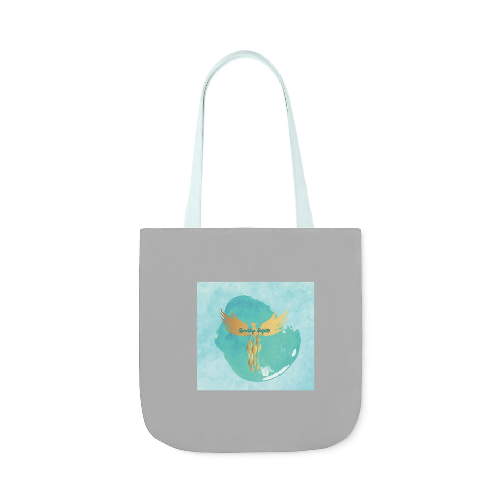 Thumbnail: Grey: RH Splash: Light Blue Font: Canvas Tote Bag, 5-Color Straps