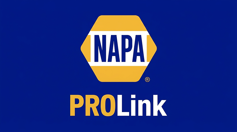 Digital logo of the NAPA PROLink brand. Features the hexagonal NAPA emblem and wordmark against a blue background.