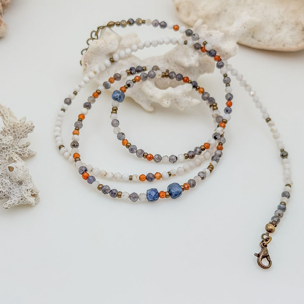 Μικρογραφία: Κολιέ-βραχιόλι Clear Direction Aquamarine, Tanzanite and Spessartine Garnet