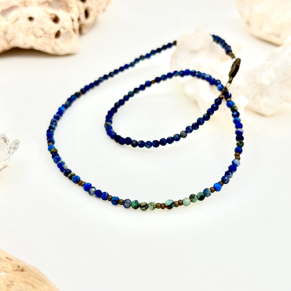 Миниатюра: Колие Истинско изразяване с Лазурит и Африкански тюркоаз