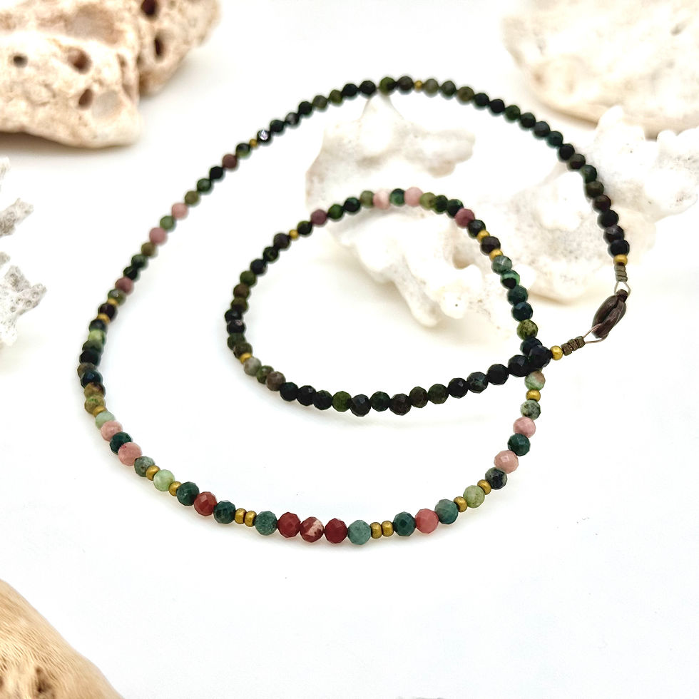 Миниатюра: Колие Нежна мъдрост с Канадски жадеит и цветен танзанит 