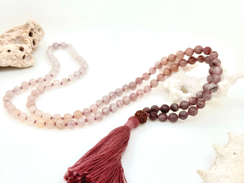 Миниатюра: Мала Тиха мъдрост с Лилав жадеит и Рудракша 