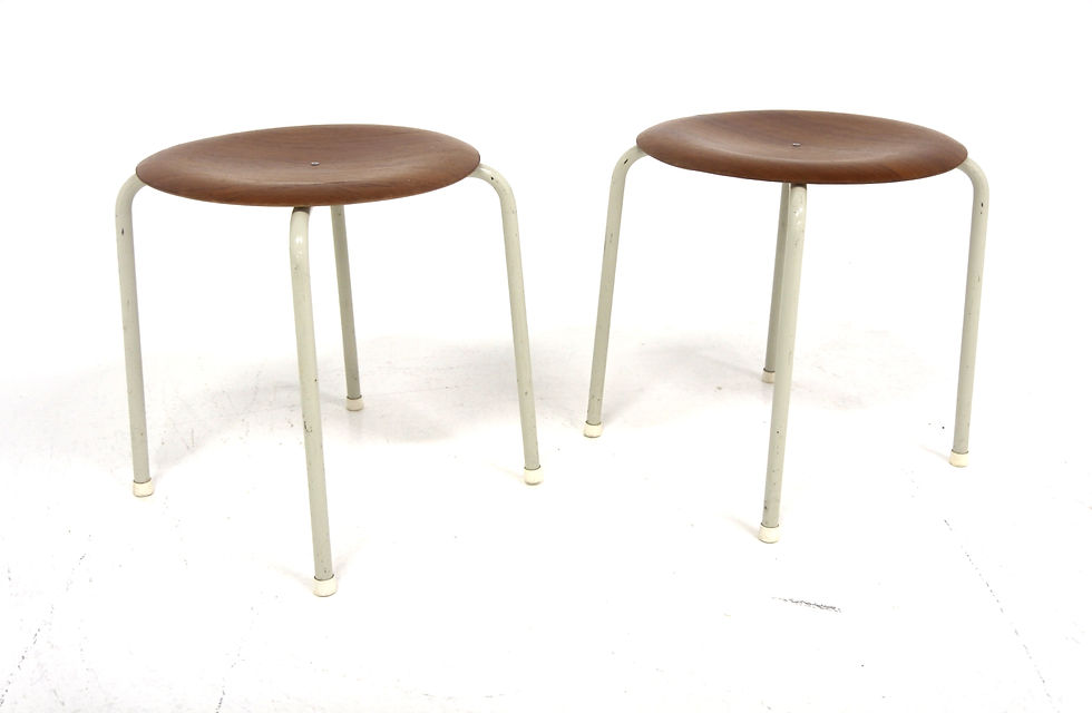 Miniature : Set de 6 tabourets en teck et métal, Suède, 1960