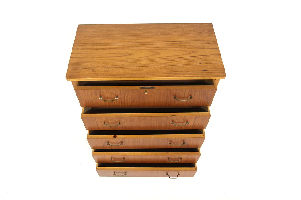 Miniature : Commode scandinave "tallboy" en teck, Suède, 1960
