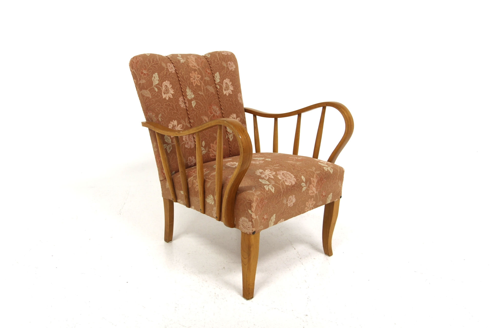 Fauteuil scandinave en orme, Swedish Modern, Suède, 1940