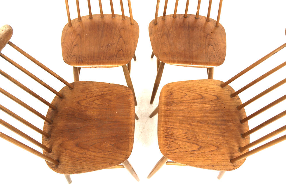 Miniature : Set de 4 chaises "Pinnstolar", Edsbyverken, Suède, 1960