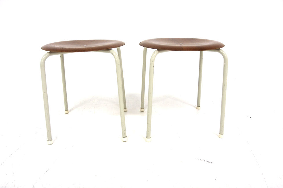 Miniature : Set de 6 tabourets en teck et métal, Suède, 1960