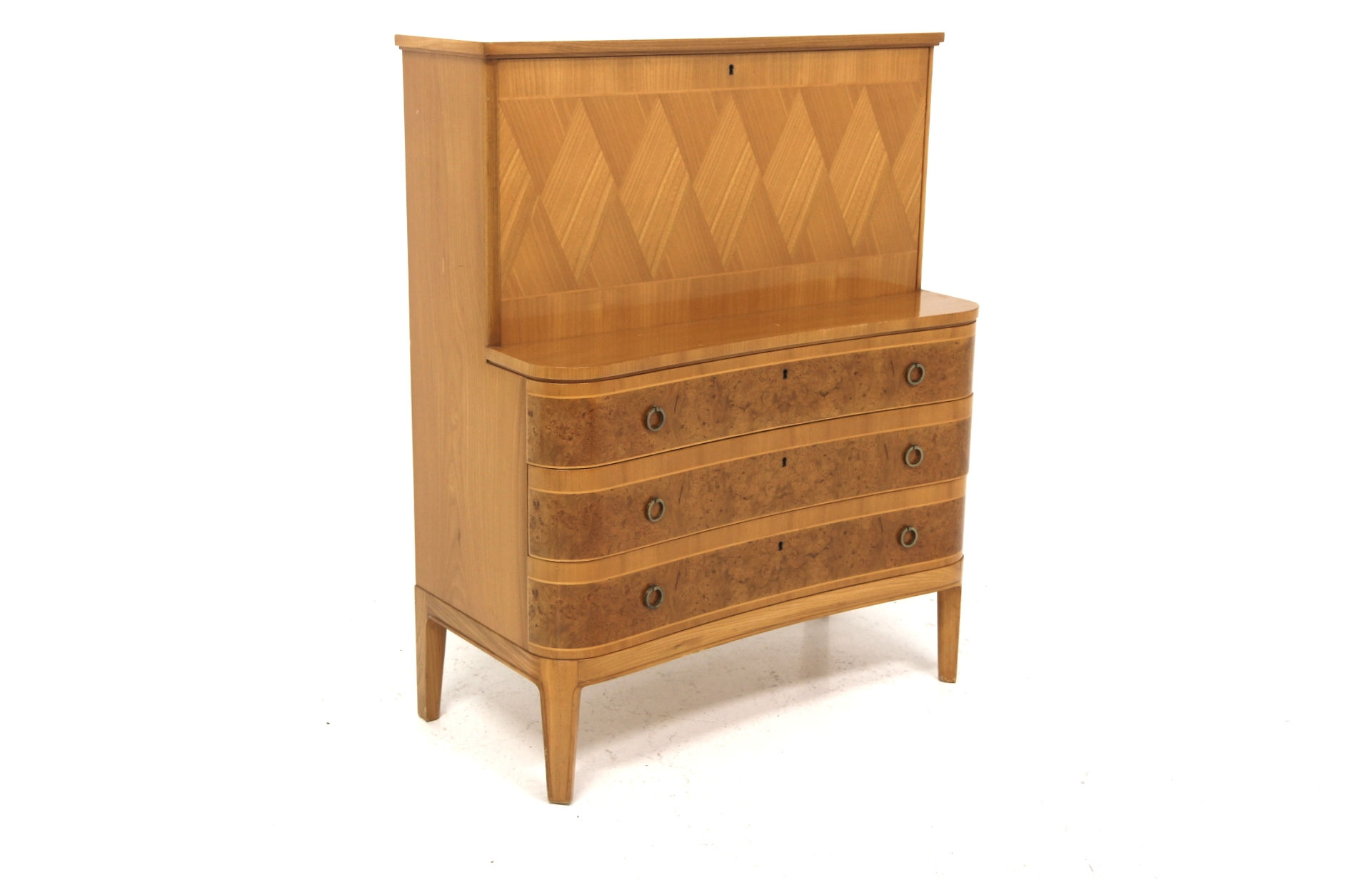 Secrétaire scandinave en orme, Swedish modern, Suède, 1940