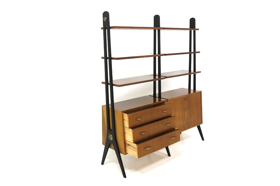 Miniature : Bibliothèque scandinave "double" en acajou, Suède, 1950