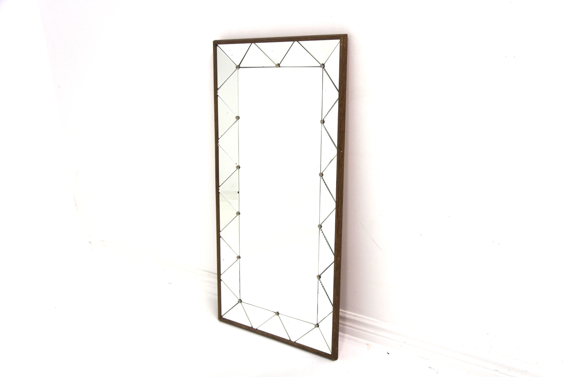 Miroir scandinave en teck et en métal, Suède, 1960, 122x62cm