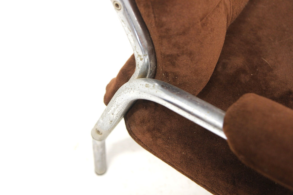 Miniature : Fauteuil scandinave en métal et en velours, Suède, 1970