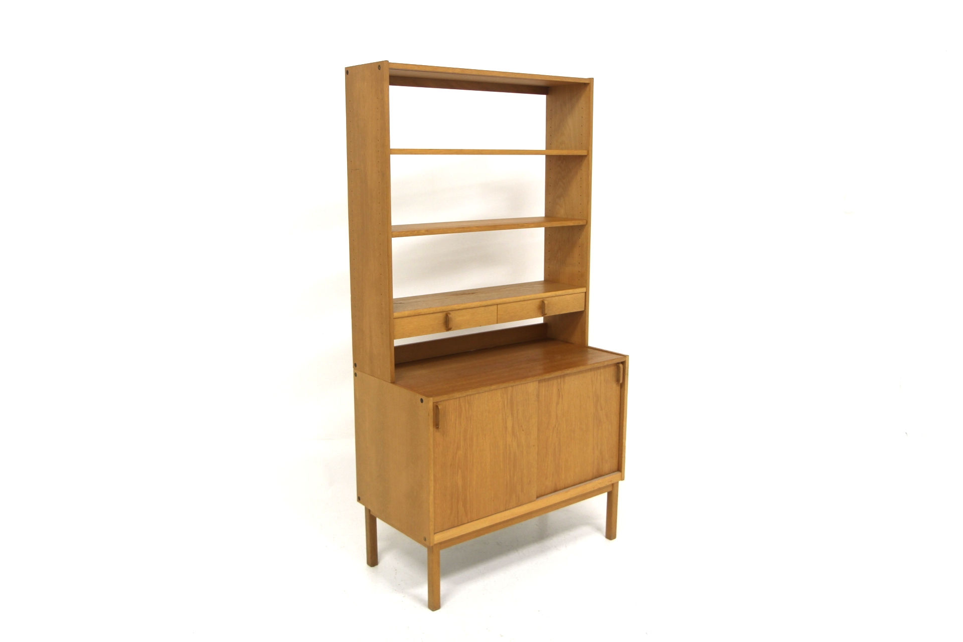 Bibliothèque scandinave en chêne, Bertil Fridhagen, Bodafors, Suède, 1960
