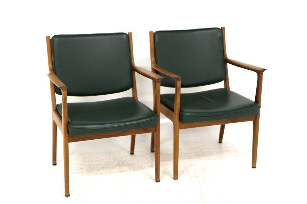 Set de 2 fauteuils en cuir, Karl Erik Ekselius, Suède, 1960