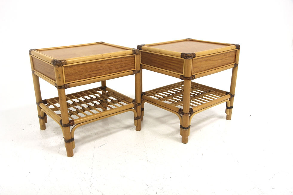 Miniature : Set de 2 tables de chevet en rotin, Kenneth Bergenblad, Dux, Suède, 196