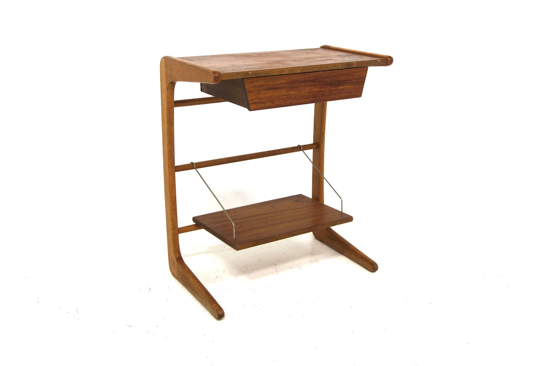 Table de chevet scandinave en teck et en chêne, Suède, 1960
