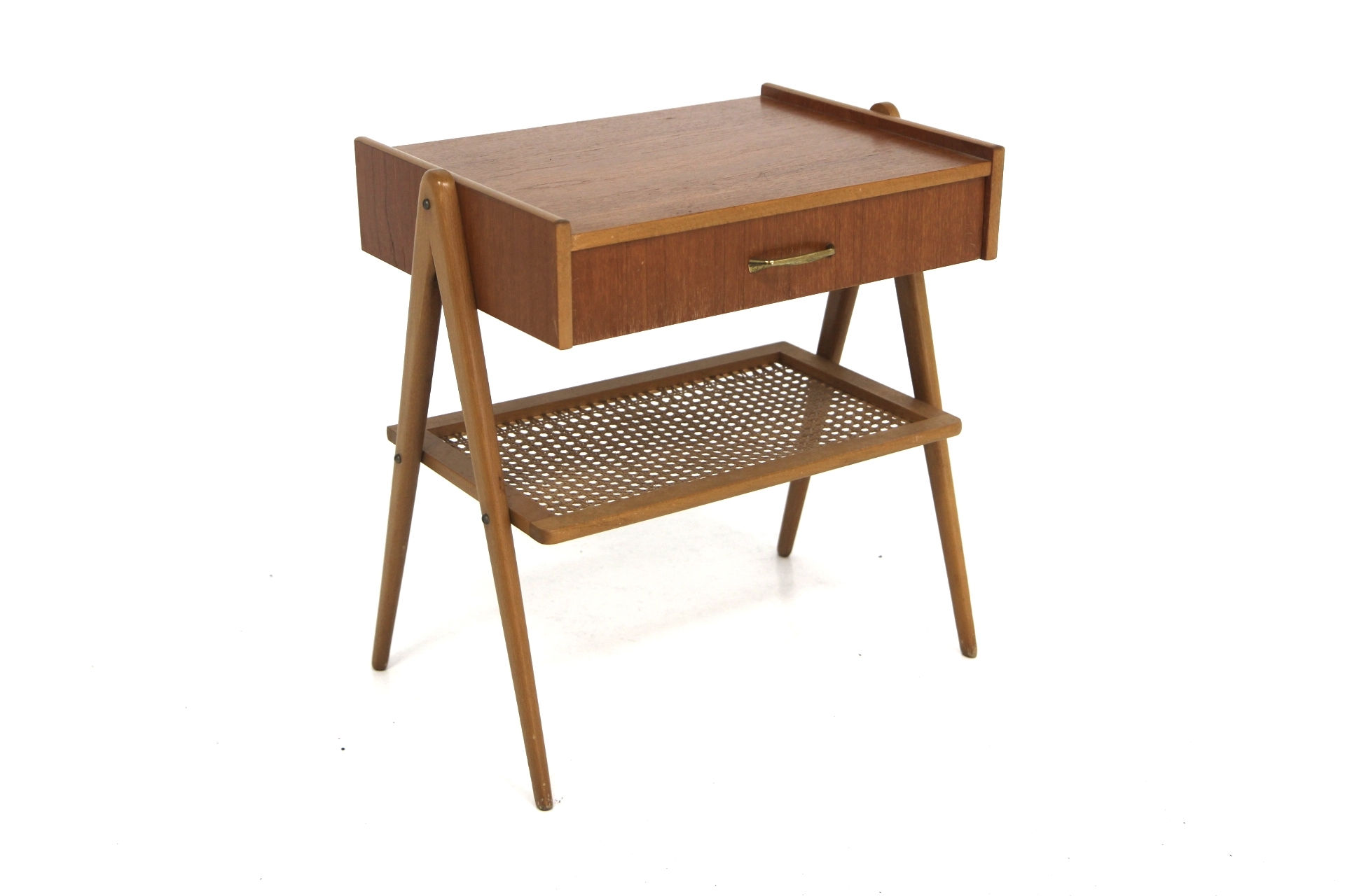 Table de chevet scandinave en teck et en chêne, Suède, 1960