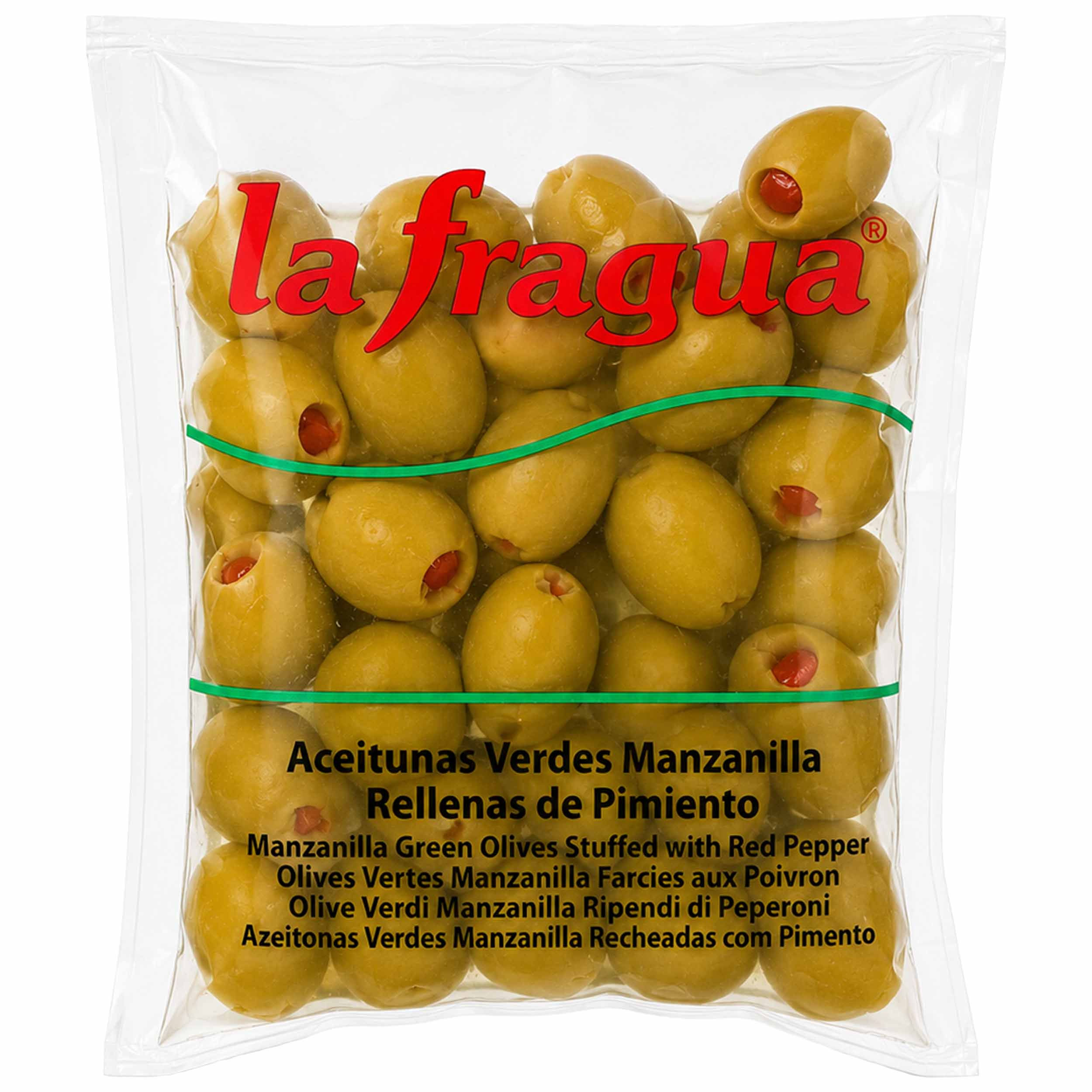 La Fragua Pitted Green Manzanilla Olives Stuffed with Red Pepper