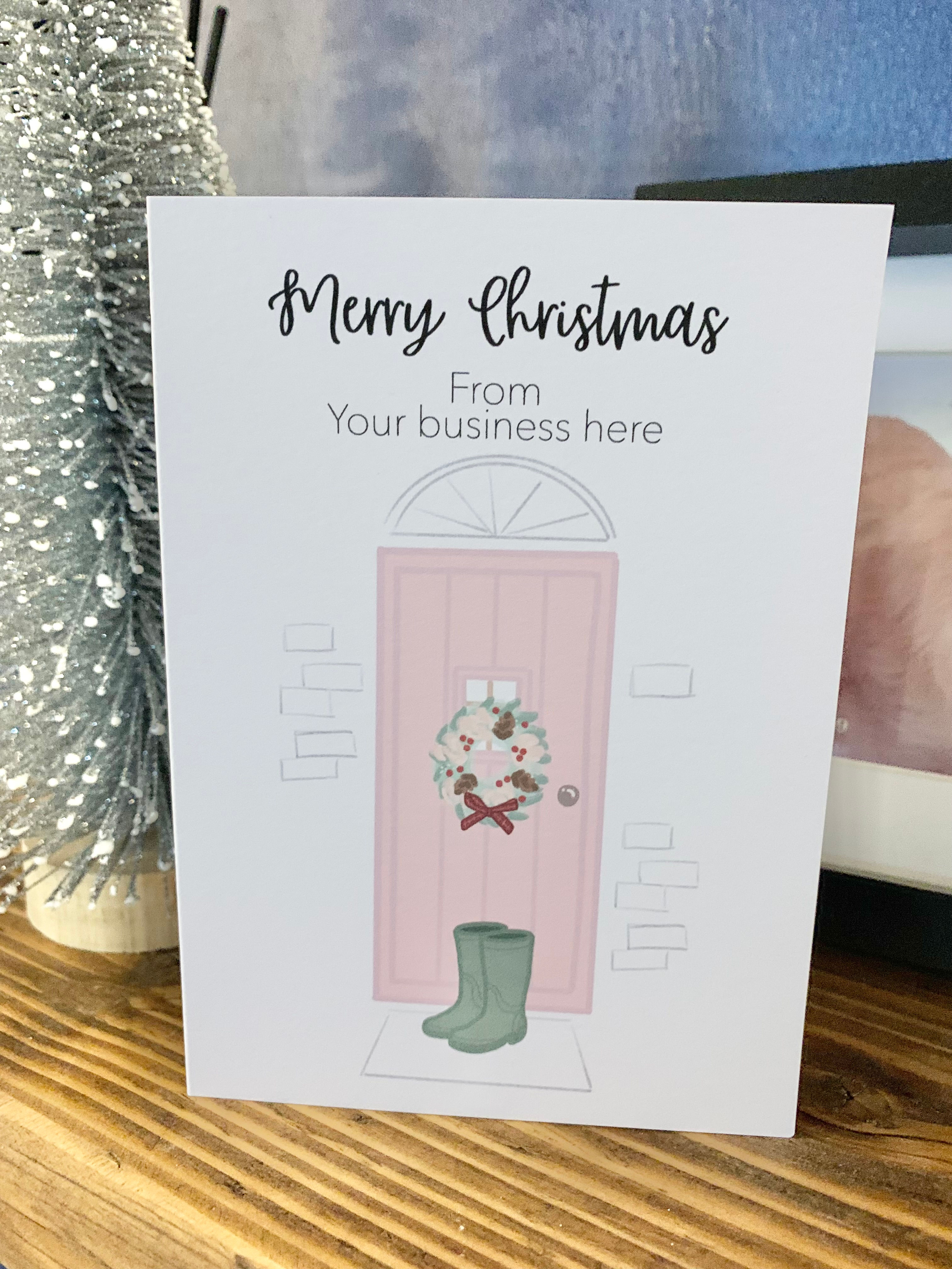 Dog Walker Wellies Pink Small Business Christmas Card Pack