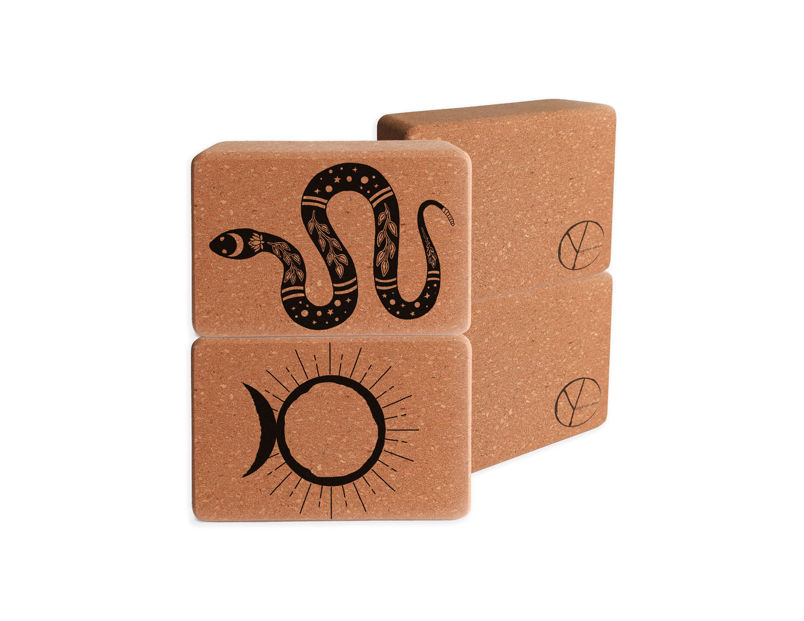 3" Serpent Signs Cork Yoga Blocks