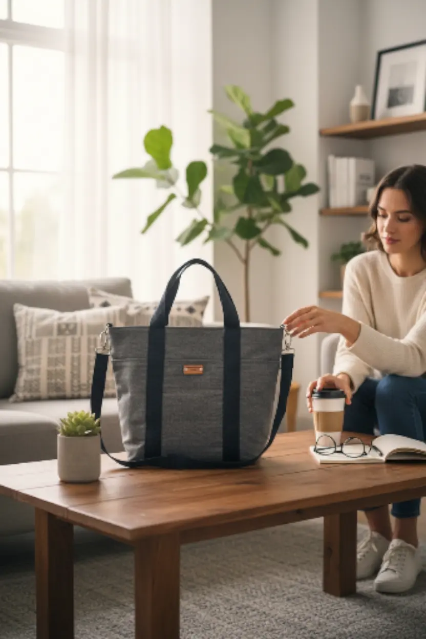 Medium-front pockets/Charcoal/canvas bag