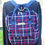 Thumbnail: Red and white plaid canvas/3 ways convertible front pocket big backpack