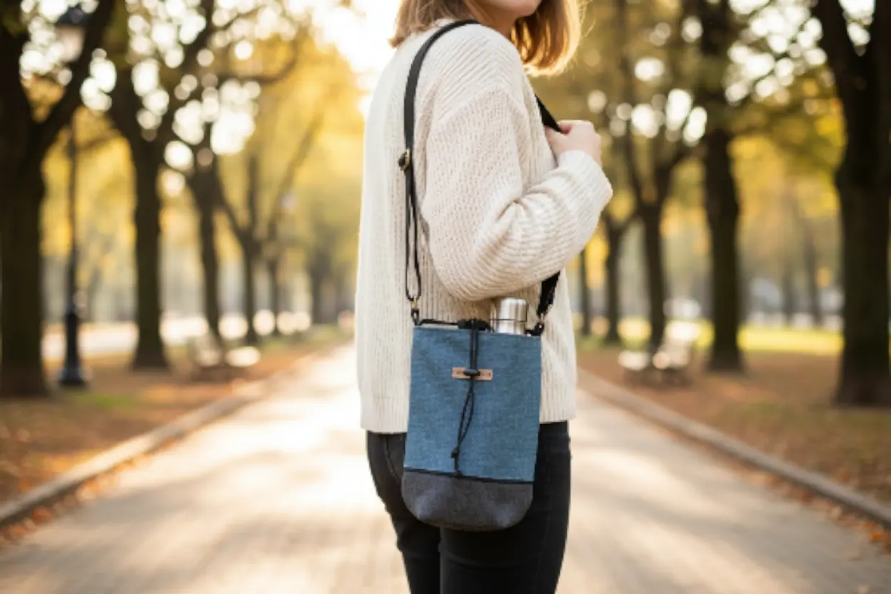 2-tone canvas/teal - charcoal/water bottle holder