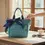 Thumbnail: Teal canvas/2 ways carrying/small bow bag