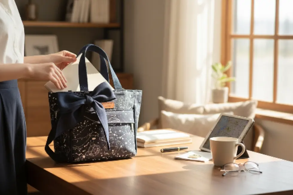 Thumbnail: Constellation/2 ways carrying/small bow canvas bag