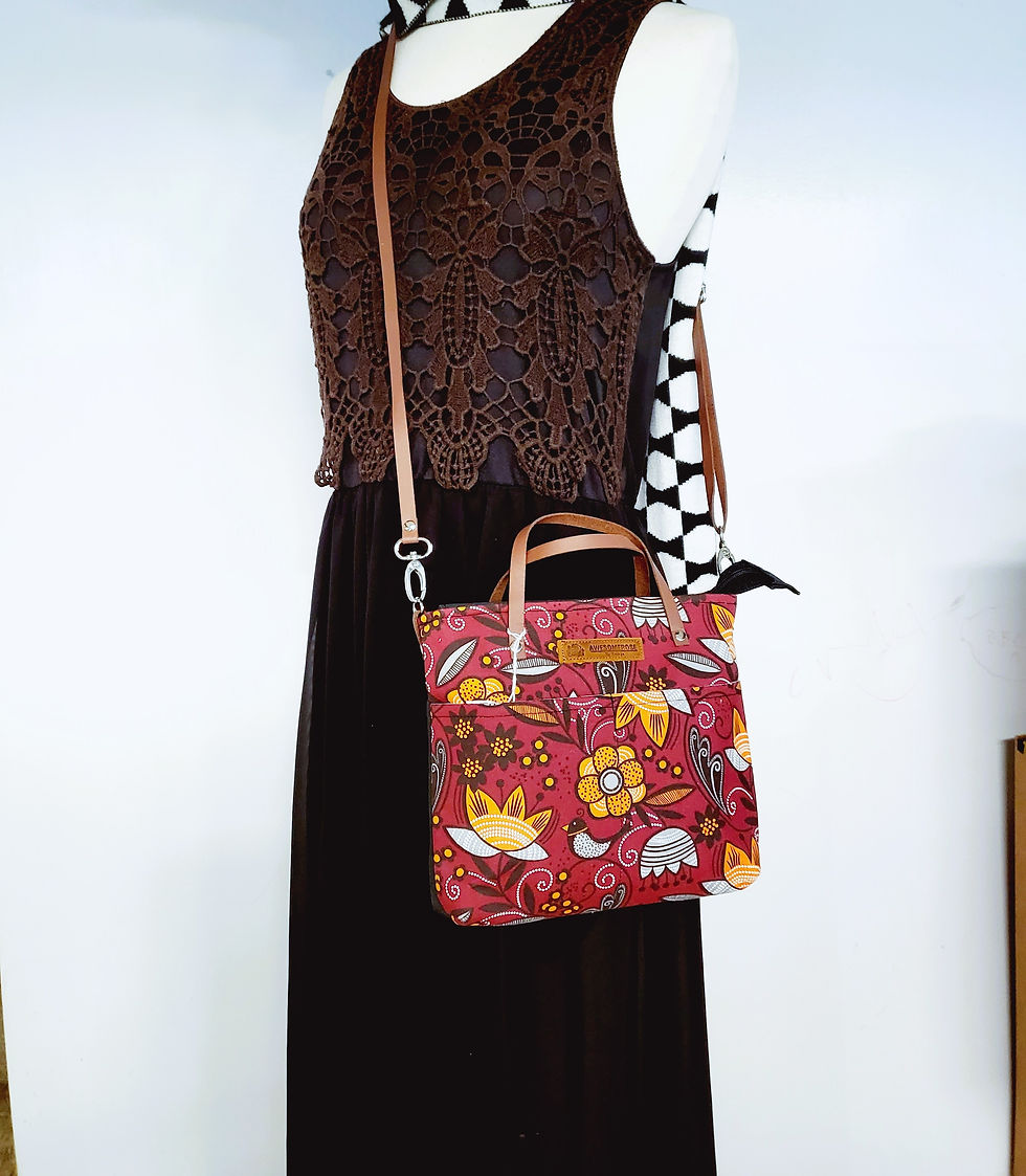 Thumbnail: 2 ways carrying/Burgundy floral/small canvas bag
