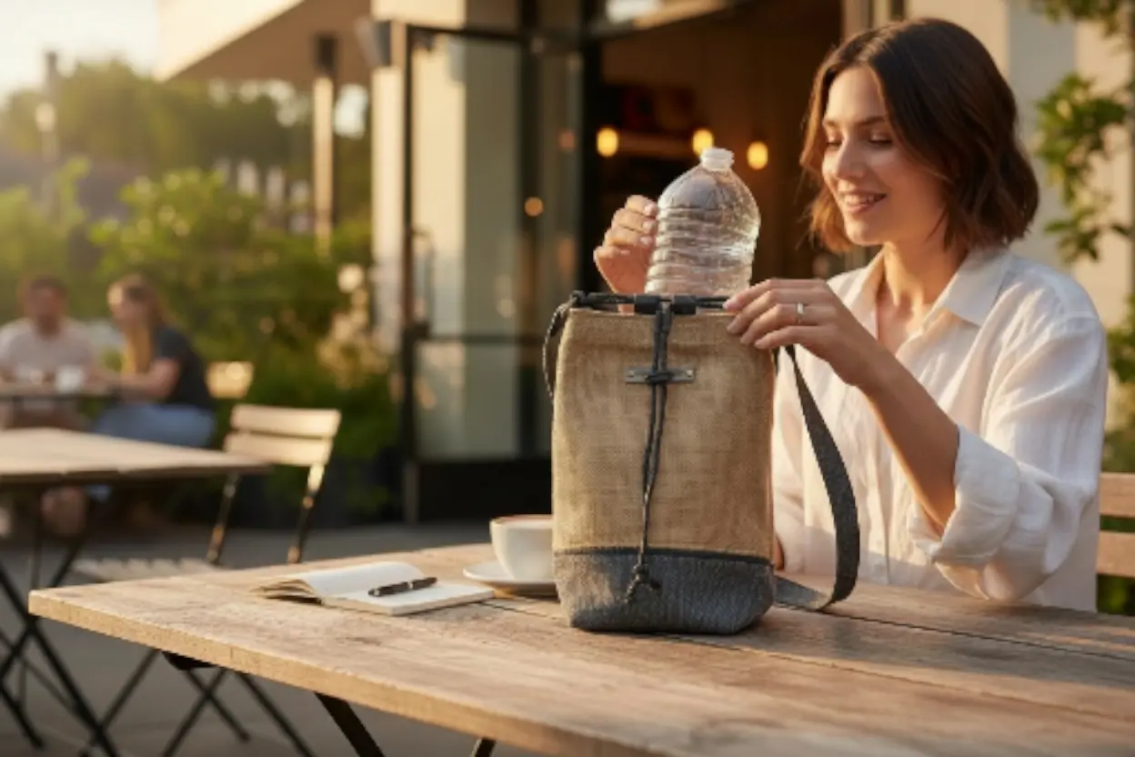 2-tone canvas/mustard - charcoal/water bottle holder