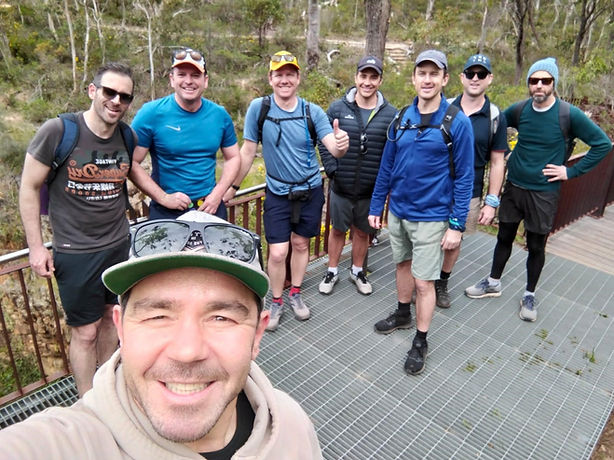 Simon walking with his mates
