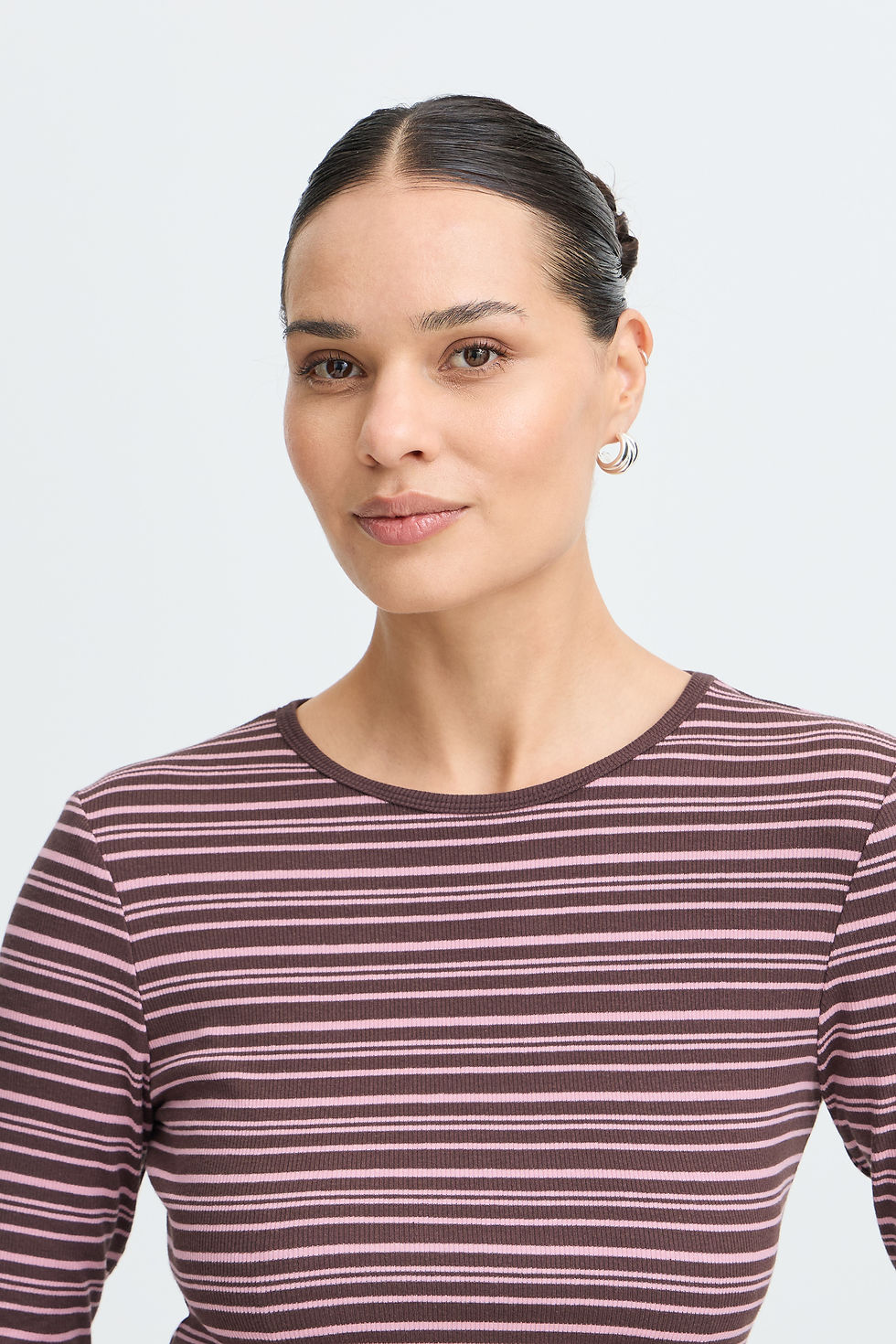 Thumbnail: B.Young BYTONE Long Sleeve T Shirt Java / Polignac Stripe / Brown