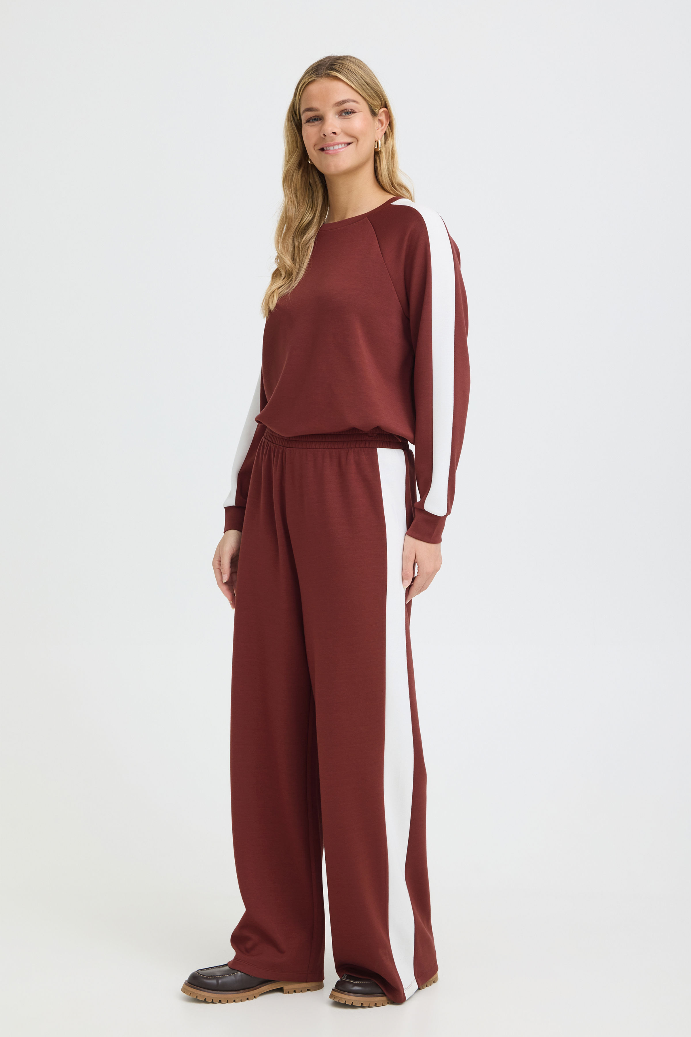 Fransa FRAURORA Trousers Rum W White Contrast / Red