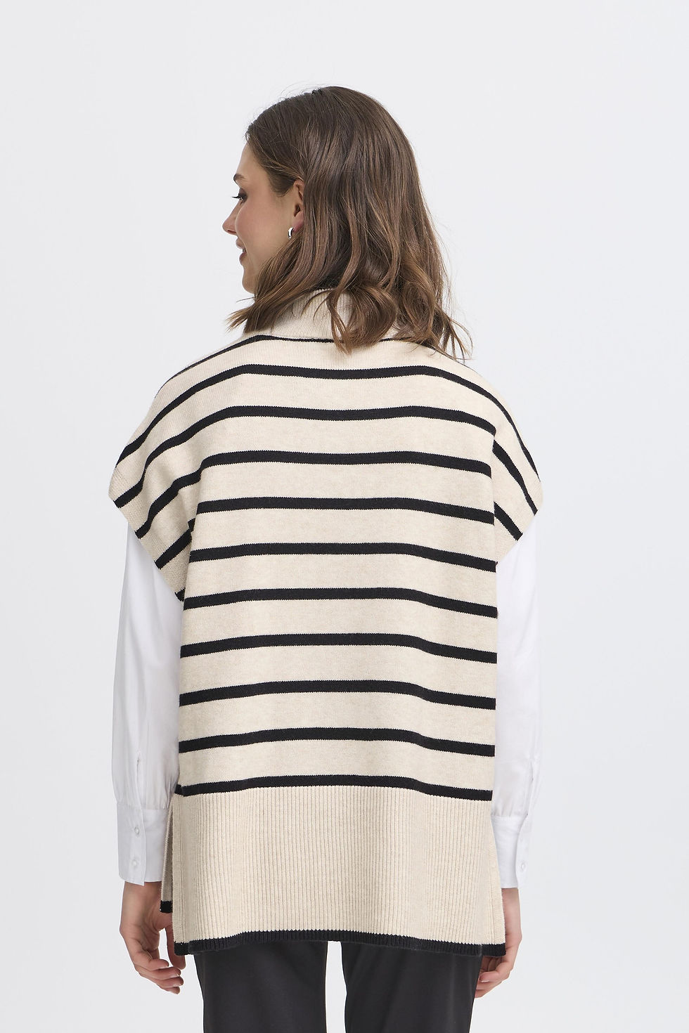 Thumbnail: Fransa FRBITTE Poncho White / Black Stripe