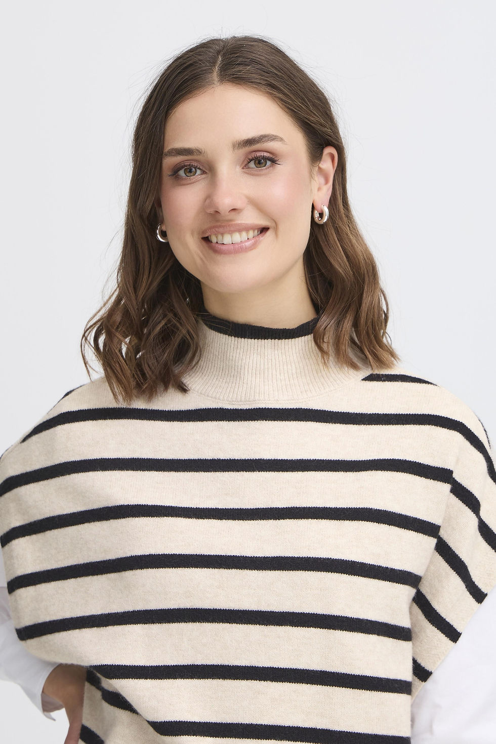 Thumbnail: Fransa FRBITTE Poncho White / Black Stripe