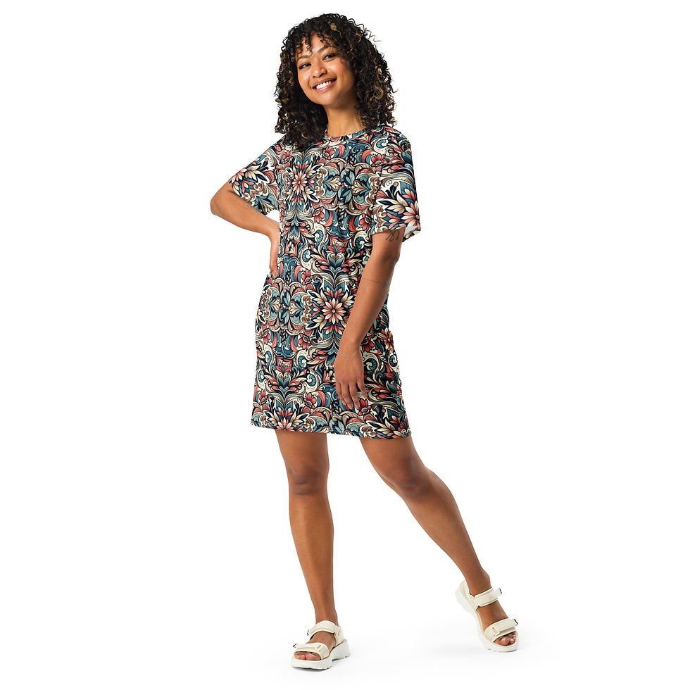 Miniatura: T-shirt Dress Women’s Floral  Oversized Tee Casual Dress 